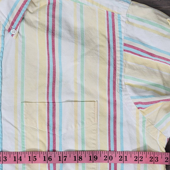 VTG 90s POLO COUNTRY Ralph Lauren Vertical Stripe Pastel Button Up Shirt Medium - Picture 6 of 8